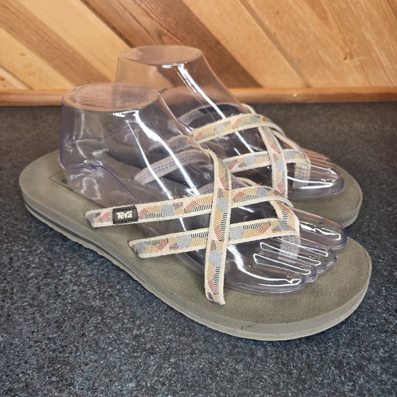 Teva Sandals Size 10 Shoes Multicolor Stripe Thong Flip Flops Mush‎ Olowahu - Picture 1 of 7